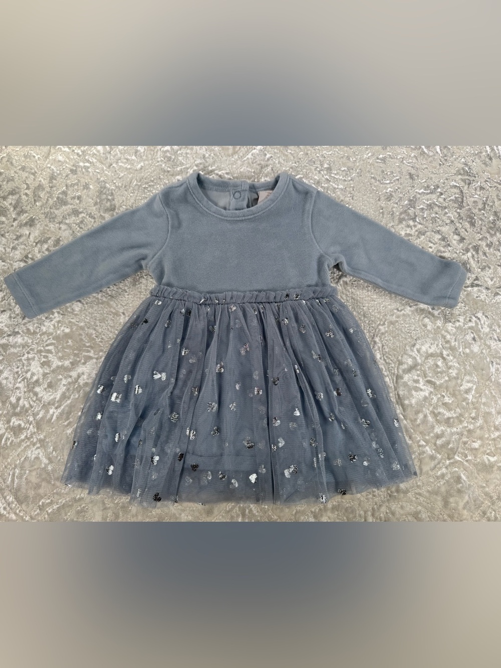 Ever & Ever Sparkle Heart Tulle Dress - Soft Blue